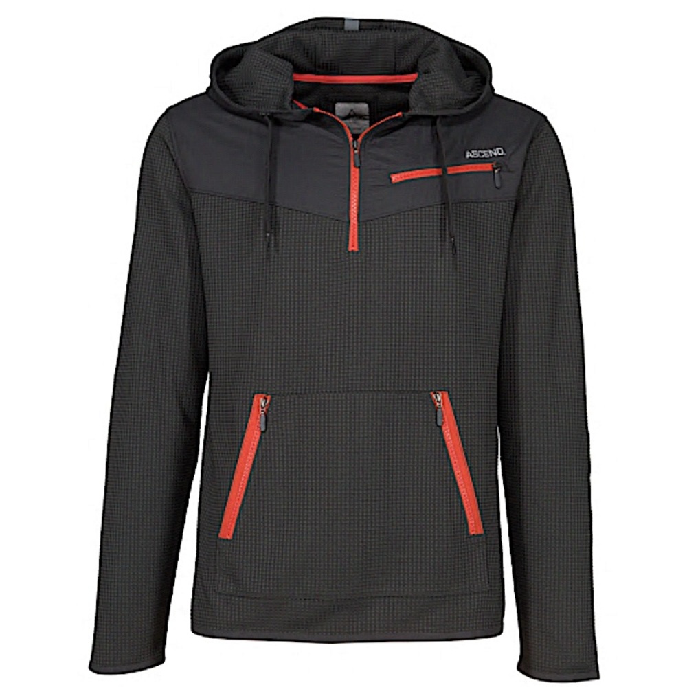 COLUMBIA Hoodie ASCEND CHUNK WAFFLE Long Sleeve Jacket Gray Orange Size XXL  2XL